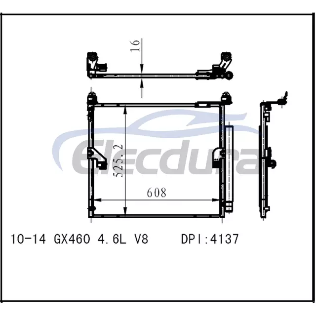 8846060420 Lexus Gx460 2010-2014 4,6L / V8 Skraplacz klimatyzacji 16mm rdzeń