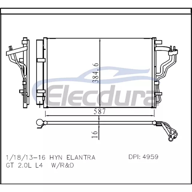 97606-A2000 현대 Elantra 2013-2016 A/C 콘덴서
