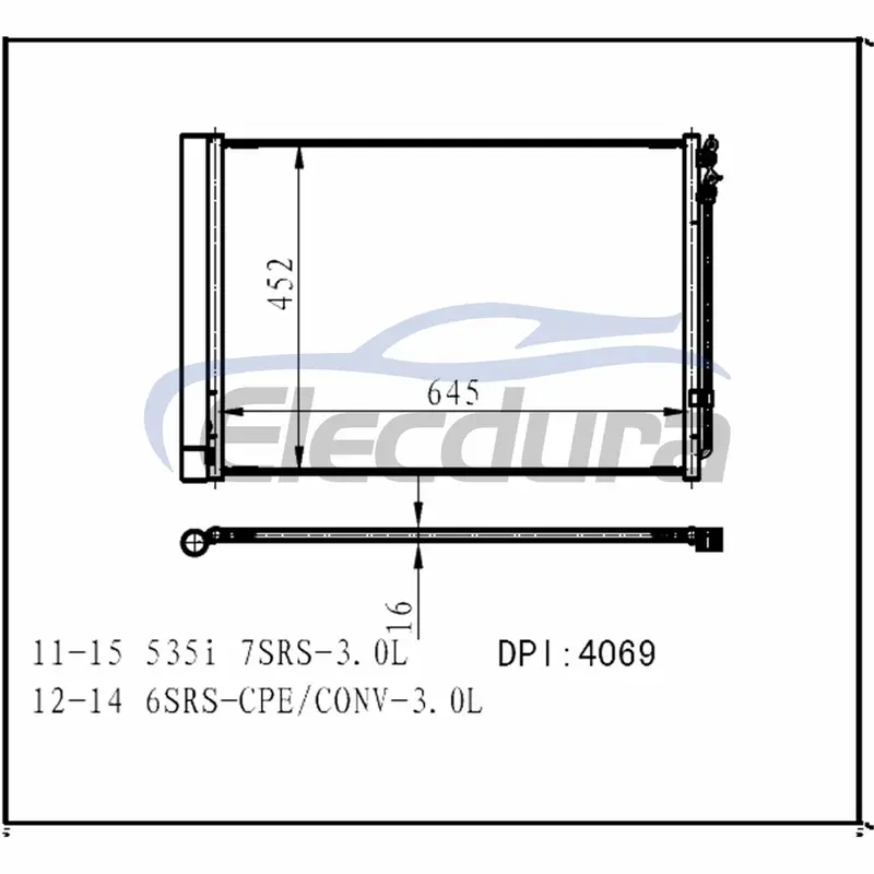 6450.9.391.489 BMW Řada 5 F07/F10 2010-2019 Kondenz&aacute;tor A/C V&yacute;ška žeber 5 mm