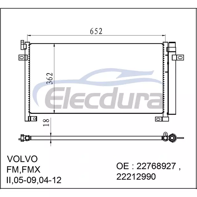 22768927 Volvo Fm 2005-2009 คอนเดนเซอร์เครื่องปรับอากาศ