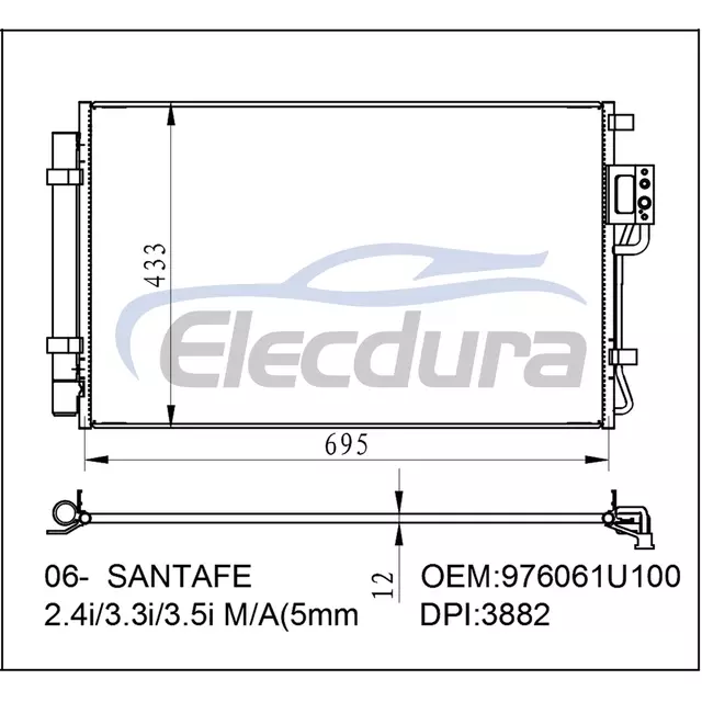 976061U100 Hyundai Santafe 2 4i 2006+ Zesp&oacute;ł skraplacza klimatyzacji