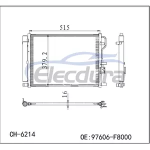 97606F8000 Hyundai Tucson 2015-2022 A/C kondenz&aacute;tor 16mm j&aacute;dro