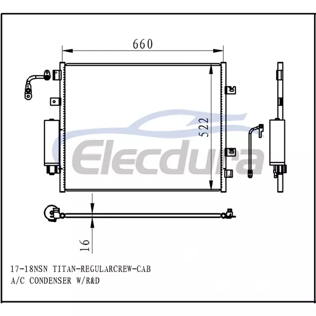 92100EZ30A Nissan Titan-Regular 2017-2018 Condensador de A/C