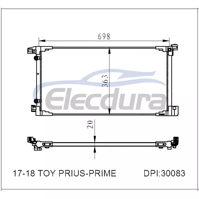 88460-47180 Toyota Prius-Prime 2017-2018 Klima Kondansat&ouml;r&uuml; 20mm &Ccedil;ekirdek