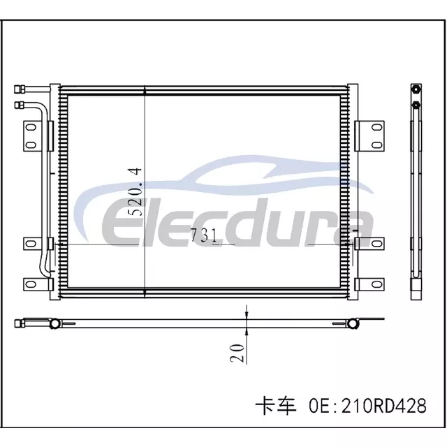 210RD428 Mack CH 2001-2007 Condensador A/C