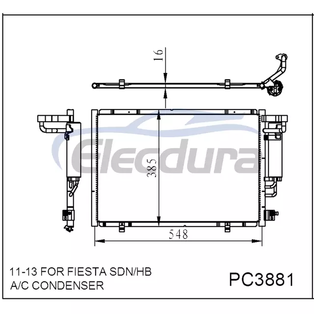 1717509 Gruppo condensatore A/C Ford Fiesta 2011-2013