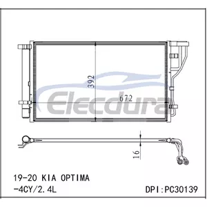 97606D5500 Kia Optima 2019-2020 2.4LA/C condensor 16 mm kern