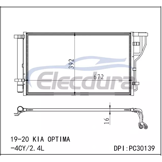 97606D5500 Kia Optima 2019-2020 2.4LA/C Condensator 16 mm Miez