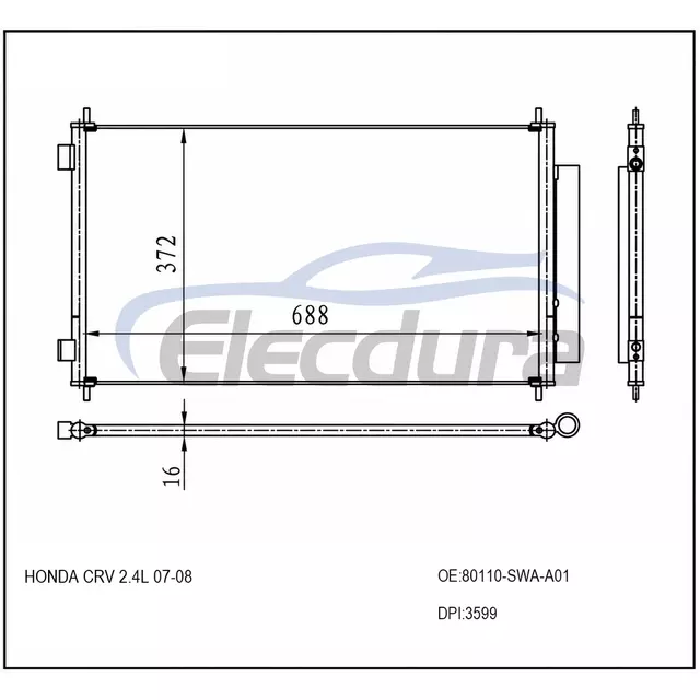 80110SWAA01 Honda Cr-V 2007-2011 2.4LA/C Condensator