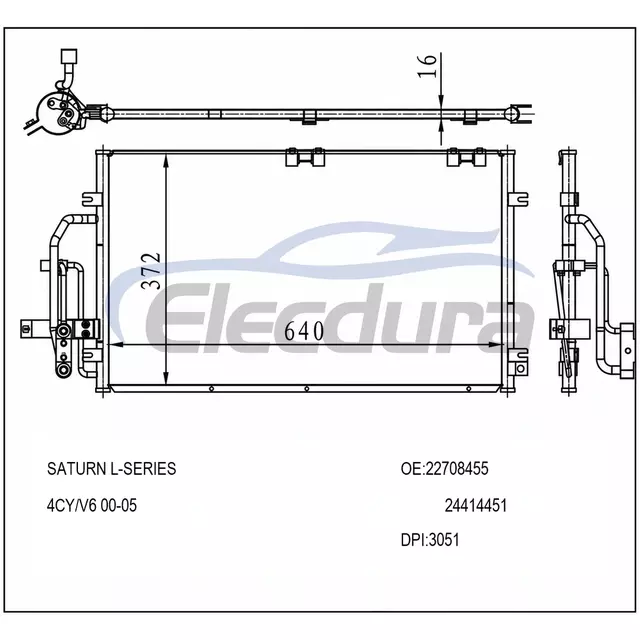 22708455 Saturn L-Series 2000-2005 V6 A/C kondensator