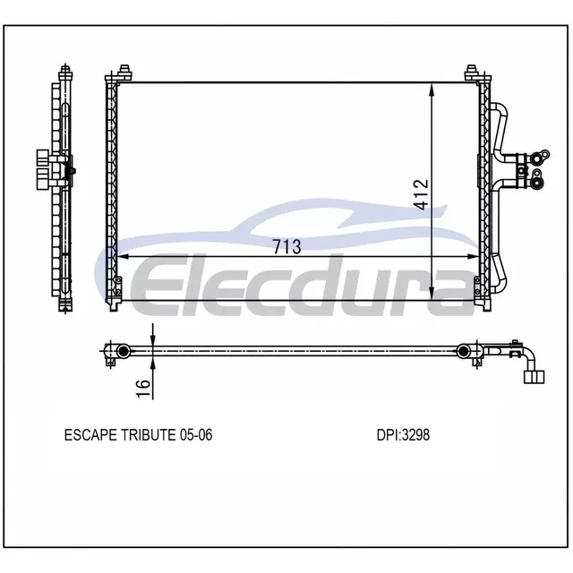 7L8Z19712AA Mazda Escape Tribute 2005-2006 A/C kondensator