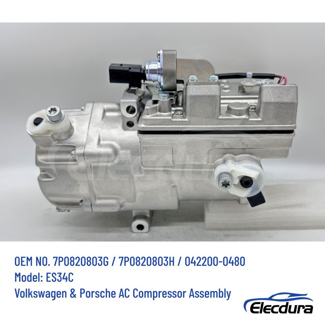 VW Touareg Porsche Cayenne Panamera Hibrid OE 7P0820803G 7P0820803H Denso 042200-0480 i&ccedil;in ES34C elektrikli AC kompres&ouml;r