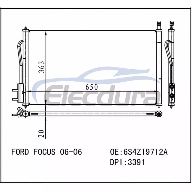6S4Z19712A フォード フォーカス 2006+ A/C コンデンサー
