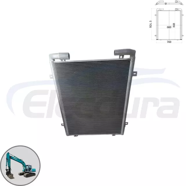 Pr&eacute;miov&yacute; hlin&iacute;kov&yacute; chladič hydraulick&eacute;ho oleje YN05P00035S002 pro rypadlo Kobelco SK210-6E, velkoobchodn&iacute; dod&aacute;vky těžk&yacute;ch d&iacute;lů.