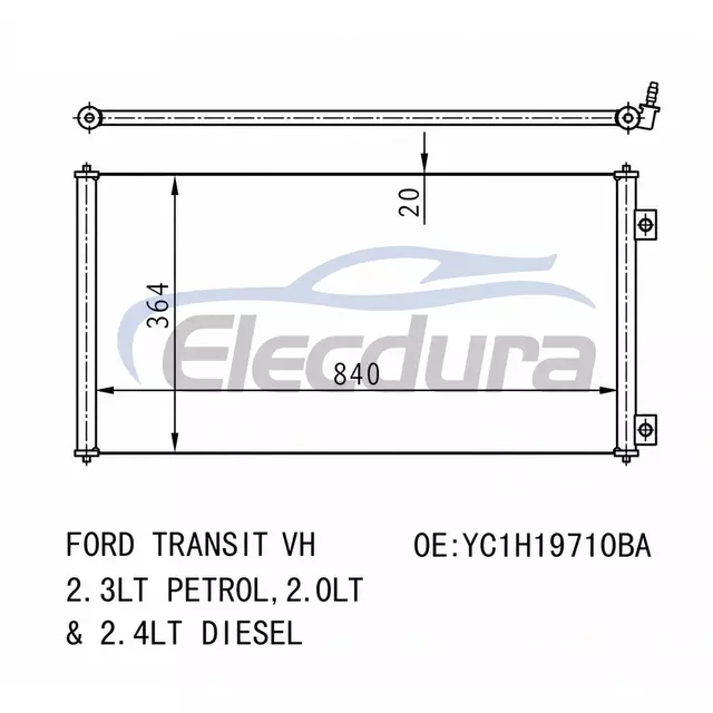 YC1H19710BA Condensatore A/C Ford Transit Vh 2 3lt Benzina