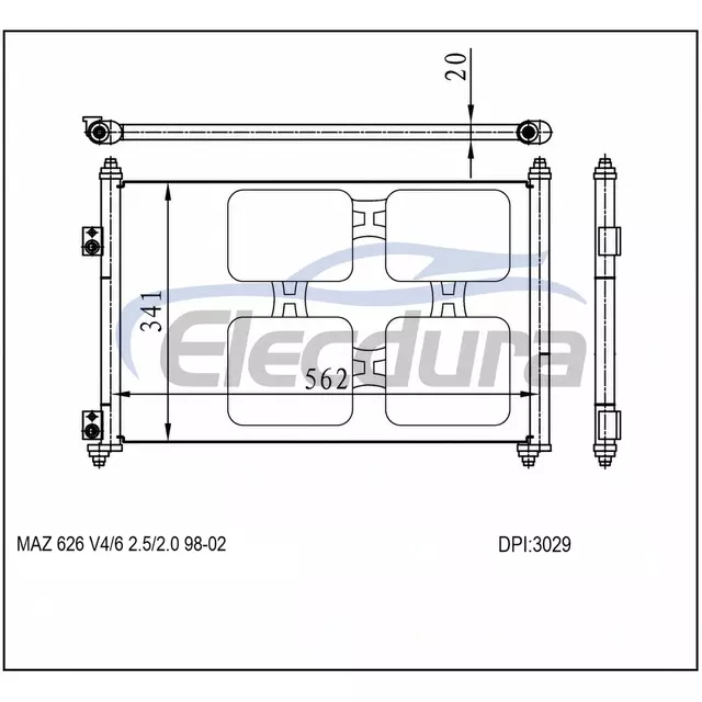 GD7A61480B Mazda 626 1998-2002 V4 A/C kondensator
