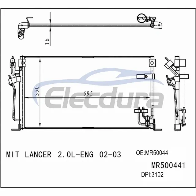 MR50044 Mitsubishi Lancer 2002-2003 2.0L Klimakondensator