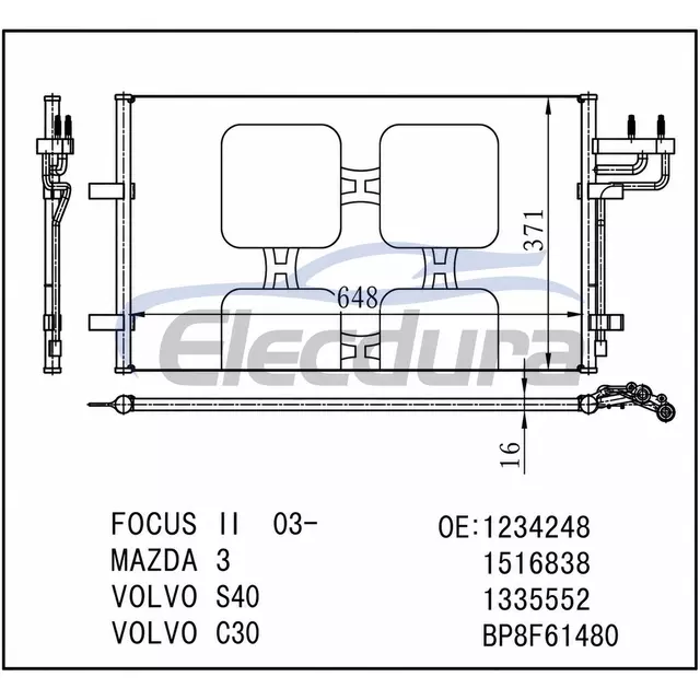 1234248 Ford Focus 2003+ Конденсатор кондиционера
