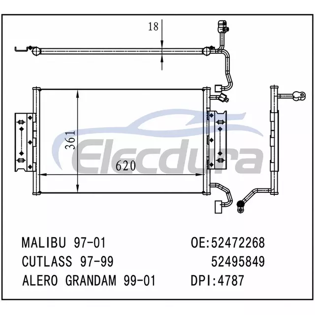 52472268 Chevrolet Malibu 1997-2001 Конденсатор кондиціонера в зборі