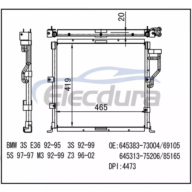 64531385165 BMW 318i (E36) 1991-1999 Kondenz&aacute;tor klimatizace