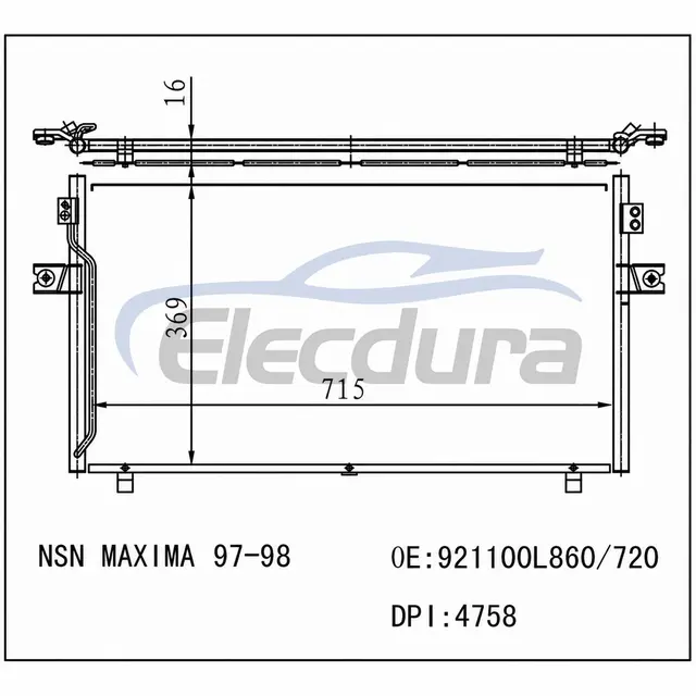 92110-0L710 Nissan Maxima 1995-2000 Конденсер A/C 16mm Core