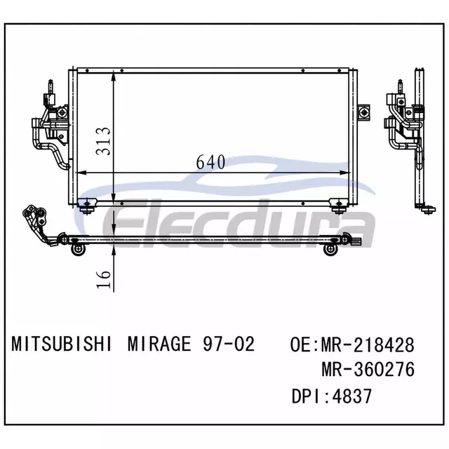 MR-218428 Mitsubishi Mirage 1997-2002 A/C kondenz&aacute;tor 16mm j&aacute;dro