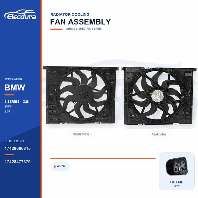 ラジエーター冷却ファンASSY BMW用 G28 400W 17428666815バルク電源
