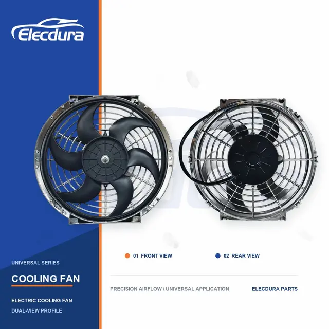 Universel Ventilateur de refroidissement de radiateur lame incurv&eacute;e chrom&eacute;e de 10 pouces, 80W, vente en gros