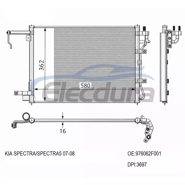 976062F001 Kia Spectra 2007-2009 Skraplacz klimatyzacji
