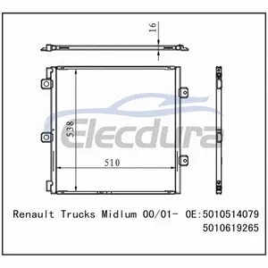 5010514079 Renault รถบรรทุก Midlum 2000-2001 คอนเดนเซอร์ A/C