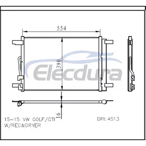5Q0816411AB Volkswagen Golf 2015-2021 A/C Condenser 16mm Core