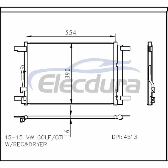 5Q0816411AB Volkswagen Golf 2015-2021 A/C kondenz&aacute;tor, 16 mm-es mag