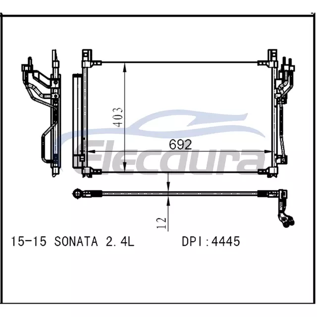 97606B2000 Kia Soul 2014-2015 Skraplacz klimatyzacji z odbiornikiem/osuszaczem 12mm rdzeń