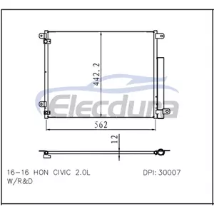 80100TBAA01 Honda Civic 2016+ Ensemble condensateur A/C Noyau 12 mm