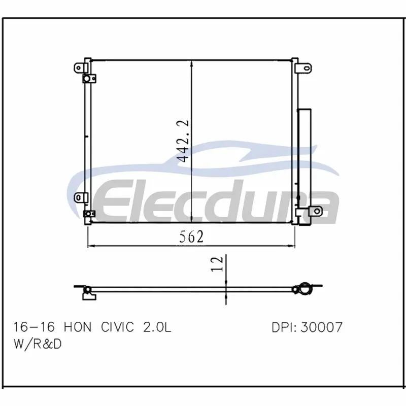 80100TBAA01 Honda Civic 2016+ Klimakondensator Baugruppe 12 mm Kern