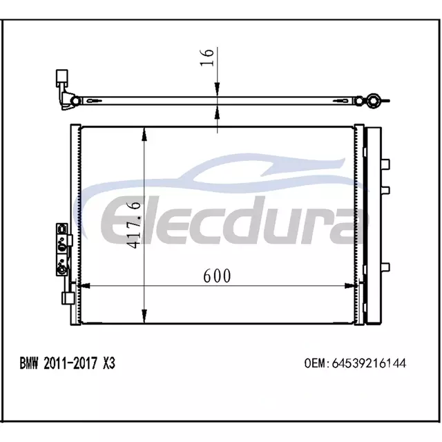 64539216144 BMW X3 xDrive28i F25 2011-2012 A/C kondenz&aacute;tor