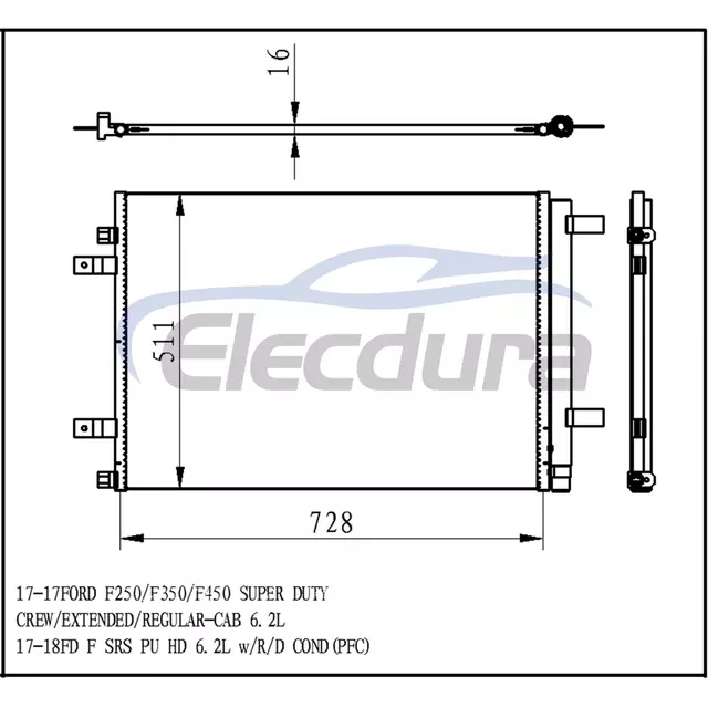 HC3Z19712C Ford Fd F250 2017+ Zesp&oacute;ł skraplacza klimatyzacji