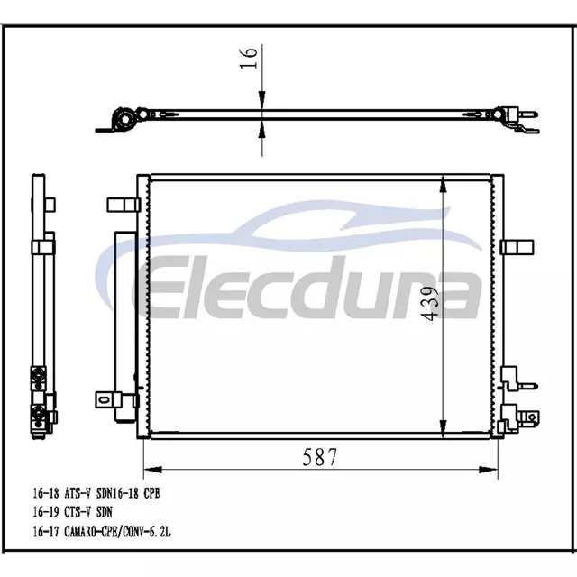 PC30046KP キャデラック ATS-V 2016-2019 A/C コンデンサー (レシーバー/ドライヤー付き)