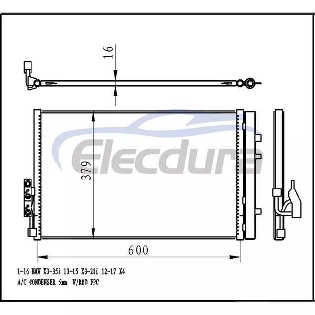 PC4127KP BMW X3 F25 2011-2018 คอนเดนเซอร์เครื่องปรับอากาศ
