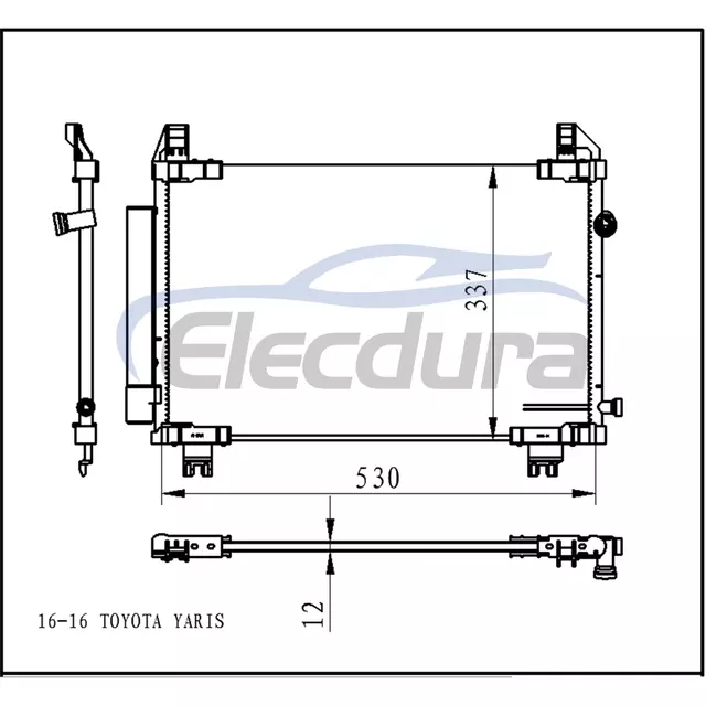 884600D400 Toyota Yaris 2015-2018 Condensador de A/C N&uacute;cleo de 12 mm