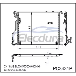 2205001054 Mitsubishi Mb Sl500 2003-2011 Condenseur de climatisation