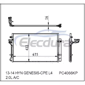 976062M500 Hyundai Genesis Coupe 2013–2014 L4 A/C-Kondensator