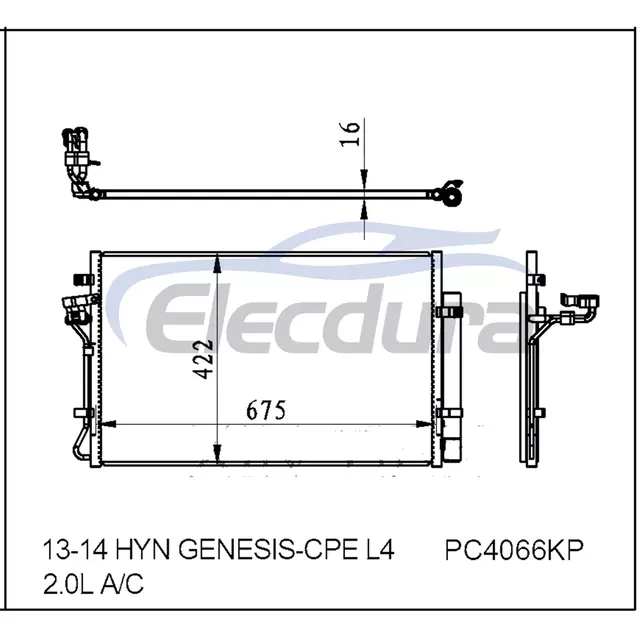 976062M500 Condenseur de climatisation Hyundai Genesis Coup&eacute; 2013-2014 L4