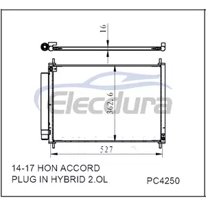 80110T3VA01 Honda Accord Plug In Hybrid 2 Ol 2014-2017 HYBRID A/C kondenz&aacute;tor, 16 mm-es mag