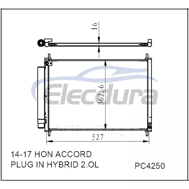 80110T3VA01 Honda Accord Plug In Hybrid 2 Ol 2014-2017 HYBRID A/C Condenser 16mm Core