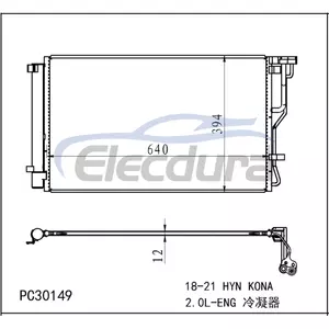 97606J9220 Hyundai Hyn Kona 2018-2021 2.0LA/C kondenz&aacute;tor szerelv&eacute;ny 12mm mag