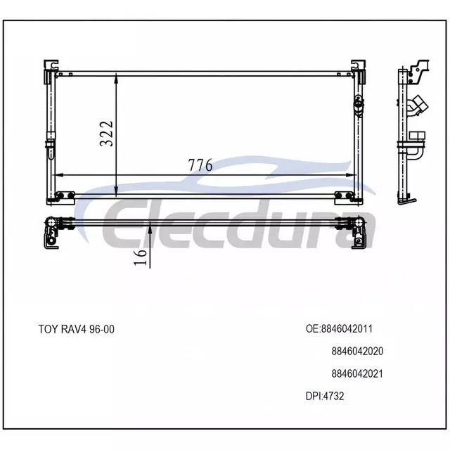 8846042011 Toyota Rav4 1996-2000 Skraplacz klimatyzacji