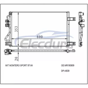 MR190809 Mitsubishi Montero Sport 1997-2004 Kondensor A/C