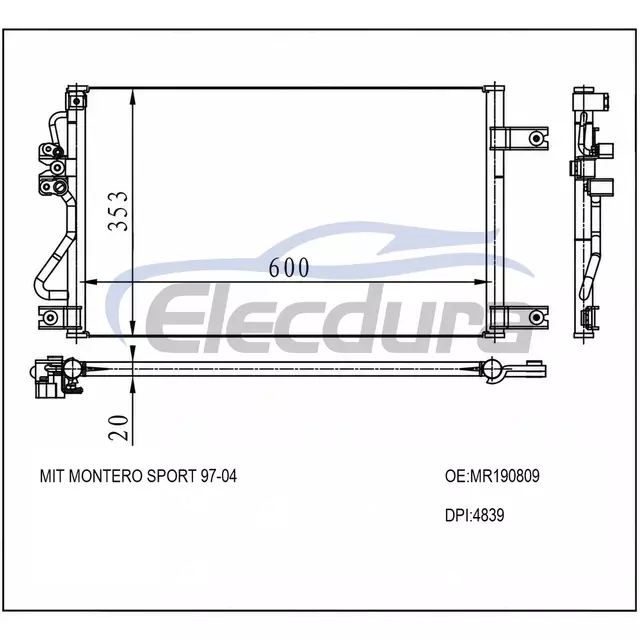MR190809 Mitsubishi Montero Sport 1997-2004 Klima Kondansat&ouml;r&uuml;