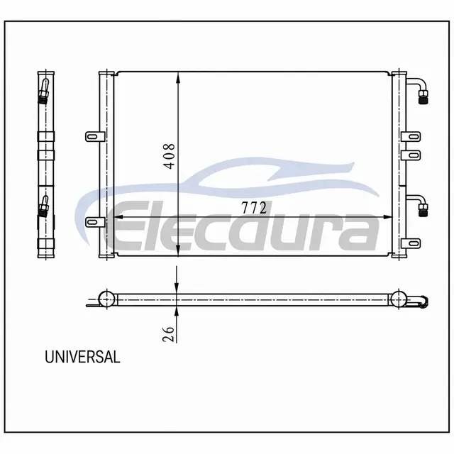 Universale Condensatore A/C 772 &times; 402 &times; 26 mm